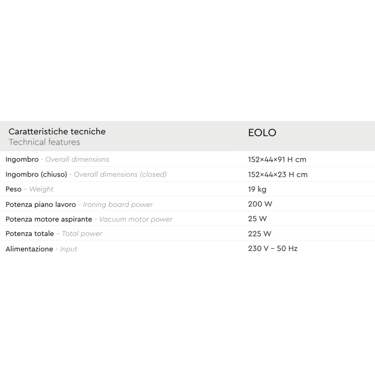 Battistella Eolo Tavolo da stiro aspirante e riscaldato