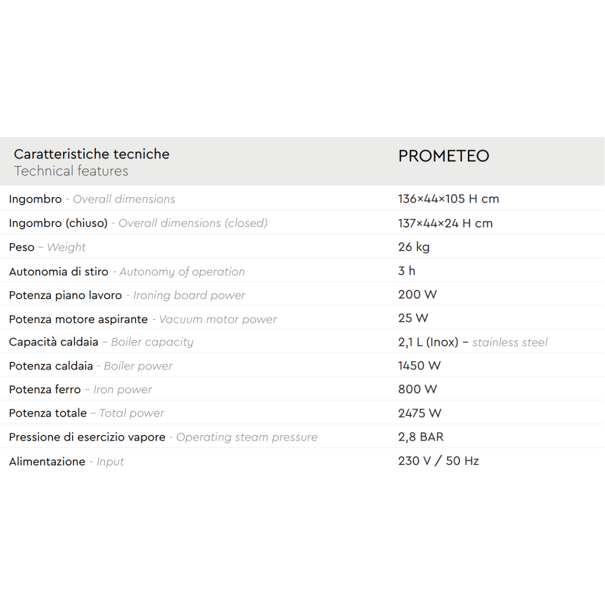 Battistella Prometeo Tavolo da stiro,  aspirante e riscaldato con caldaia inox e ferro da stiro