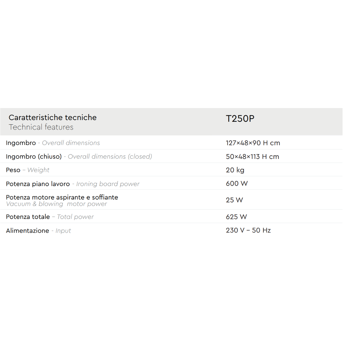 Battistella T250 Tavolo da stiro aspirante e riscaldato