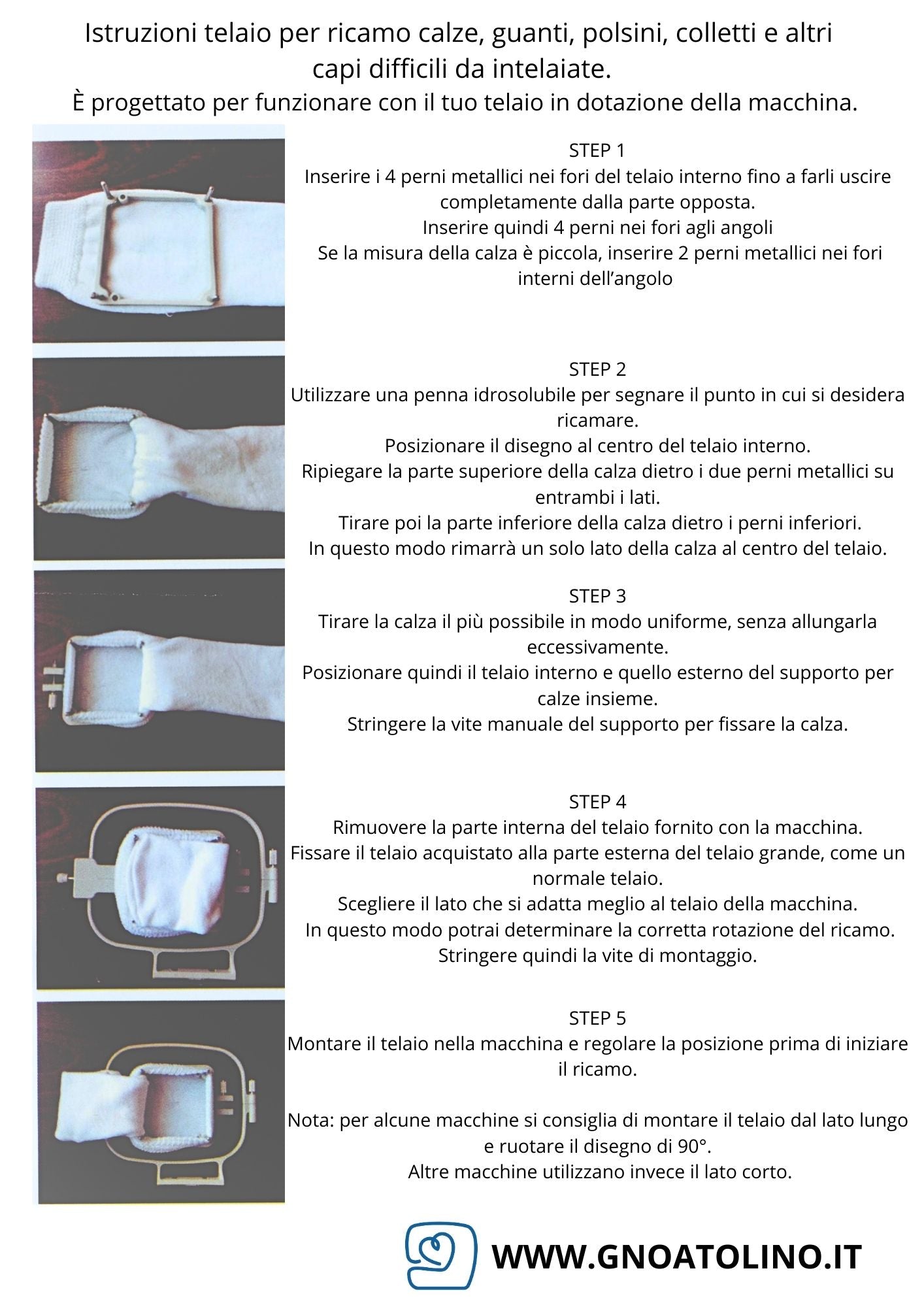 Telaio per Calzini, Polsini e Colletti -Compatibile con macchine Brother, Janome e altre marche principali