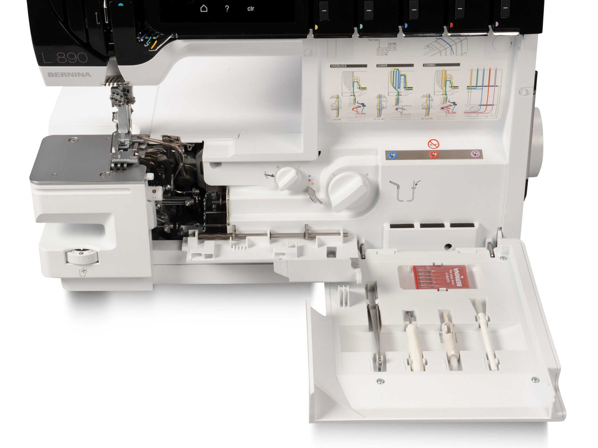 Bernina L 890 Tagliacuci + Punto copertura con infilatura ad aria one-step overlock/cover stitch