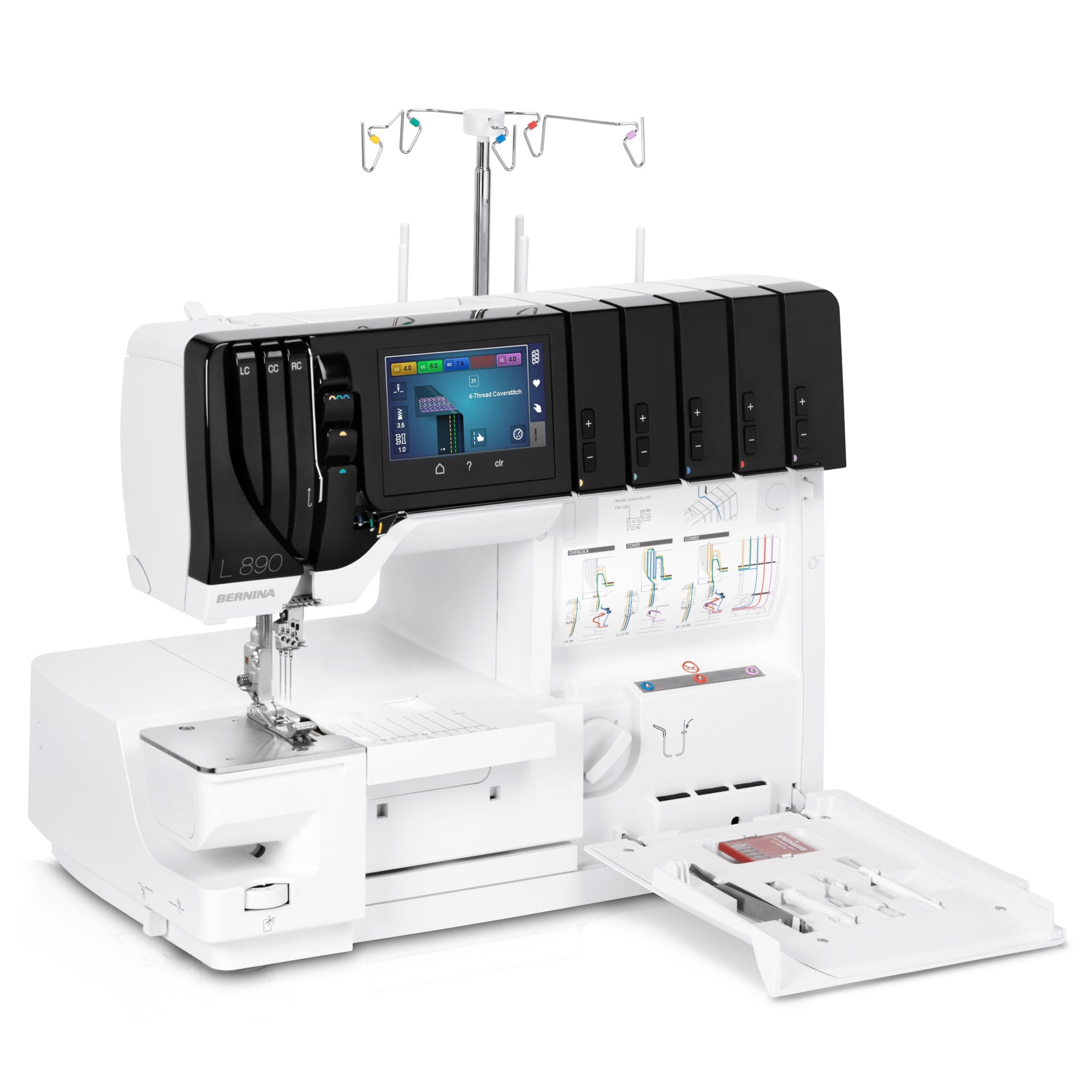 Bernina L 890 Tagliacuci + Punto copertura con infilatura ad aria one-step overlock/cover stitch