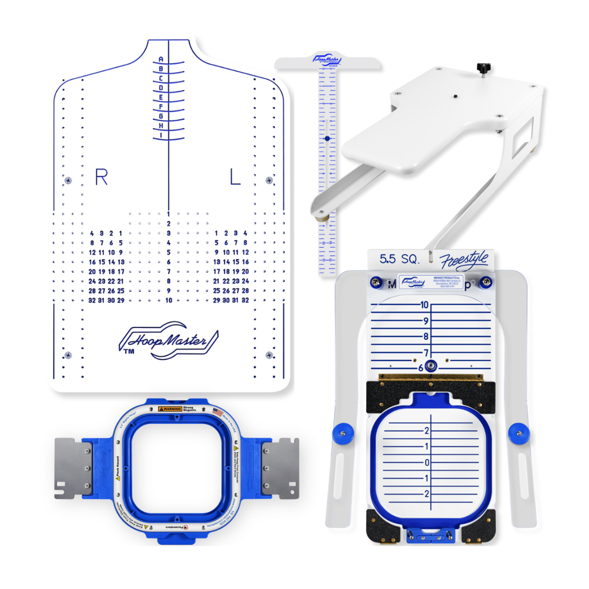 Hoop Master Americano Originale Kit  intelaiatore + 11 Telai Brother Magnetici  PR + Supporto Tubolare PR