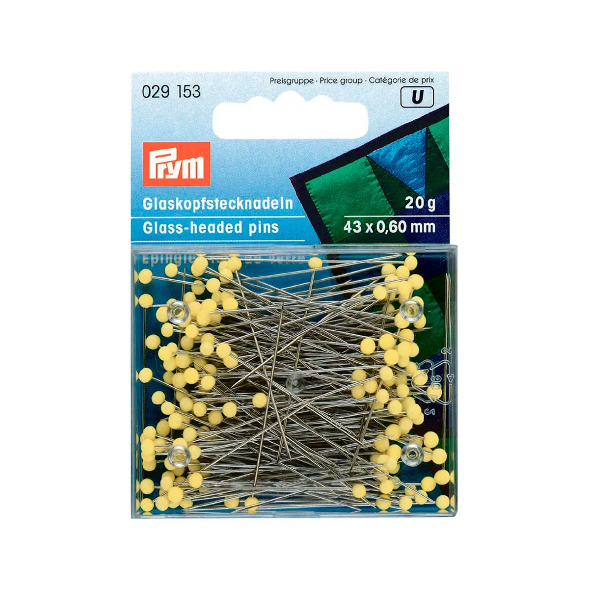 Prym Spilli con Testa di Vetro Gialla – 0,60 x 43 mm – 20 g