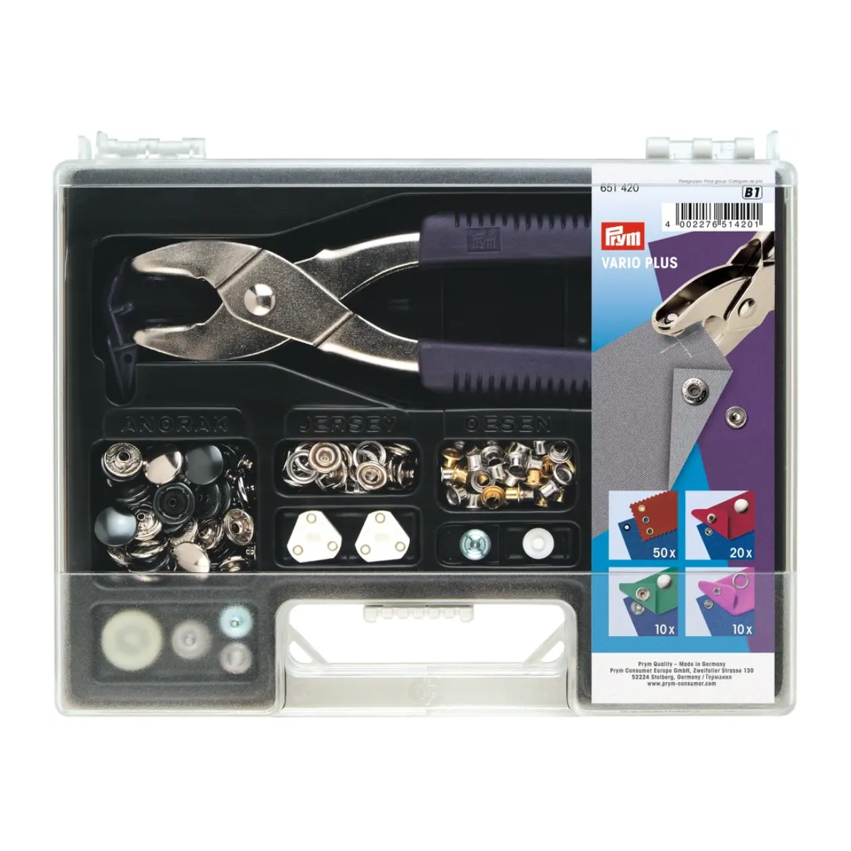Prym Valigetta Vario Plus – Kit Completo per Bottoni Automatici e Occhielli