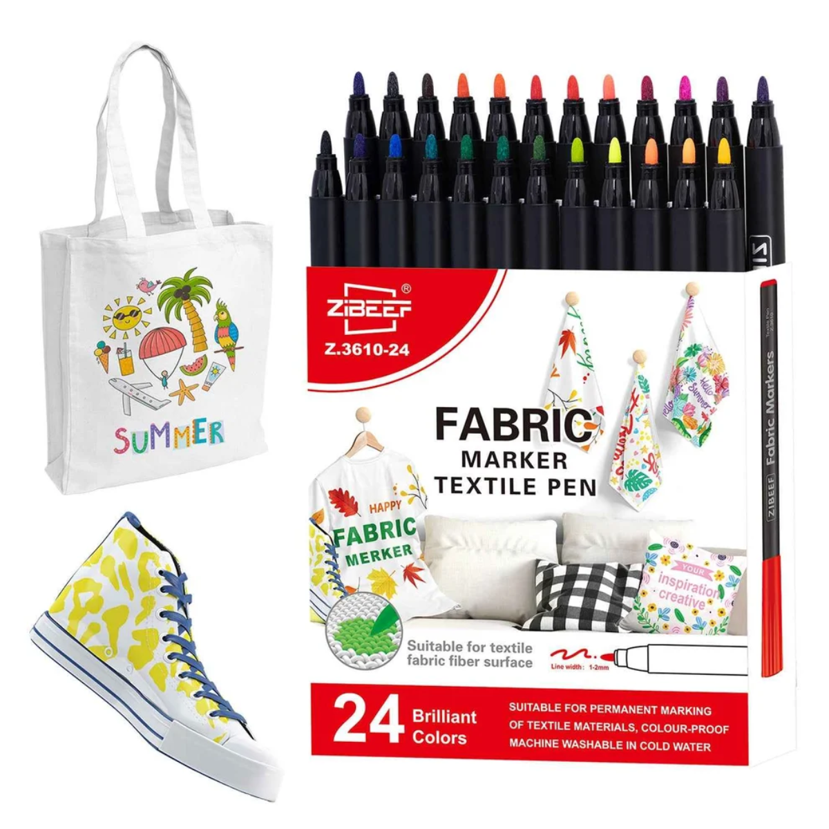 Pennarelli Permanenti per Tessuti – Set 24 Colori