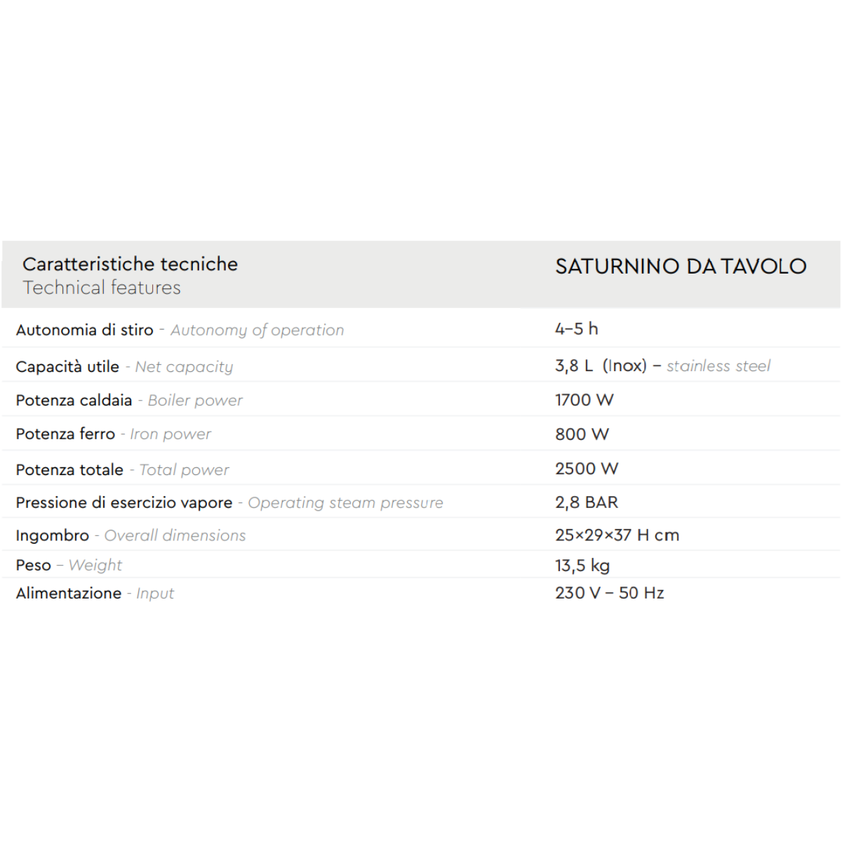Battistella Saturnino da tavolo  Ferro da stiro con caldaia da 5L