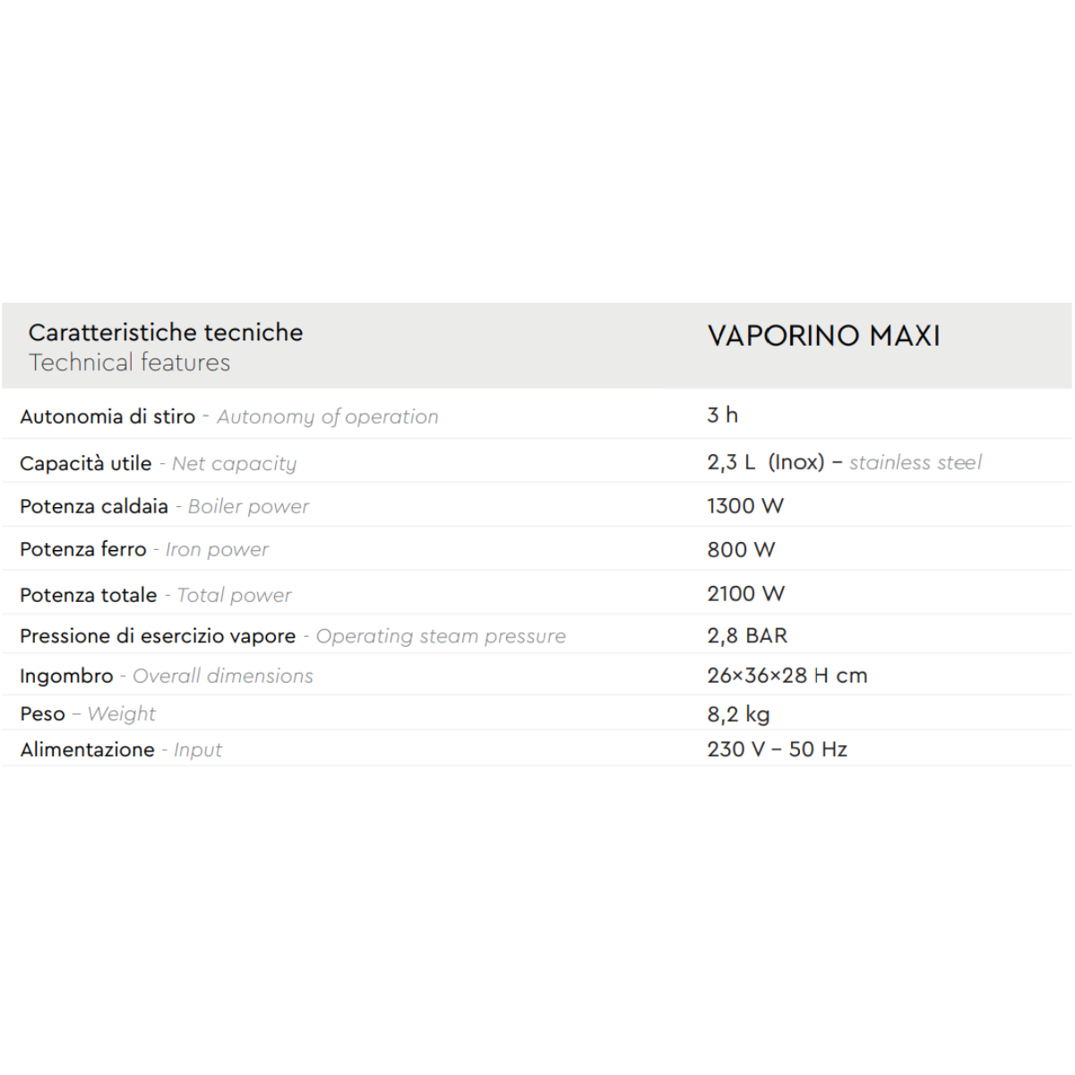 Battistella Vaporino Ferro da stiro con caldaia da 2,8L (con manometro)