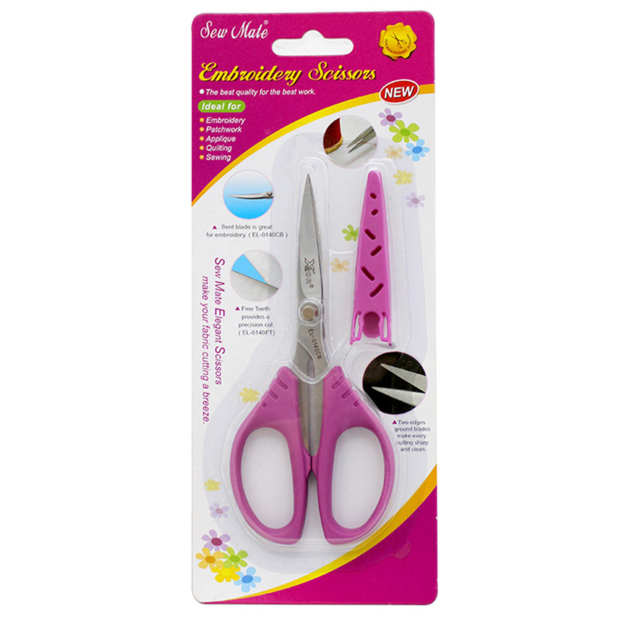 Xsor Forbici da Ricamo e Quilting con Punta Curva – 14 x 4,5 cm EL-0140CB