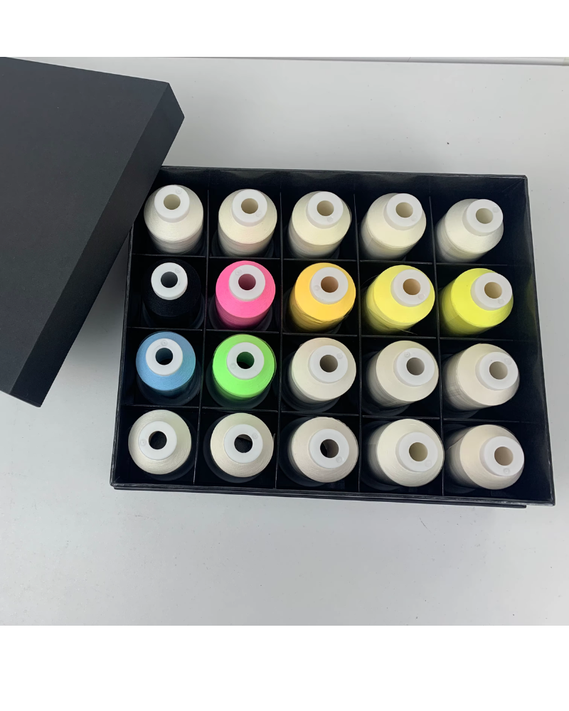 Set 20 coni 1000mt da Ricamo Cambio Colore Effetto UV Glow (model1)